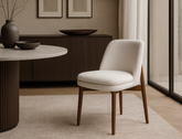 Beatrice Solid Wood Fabric Dining Chair, Chalk